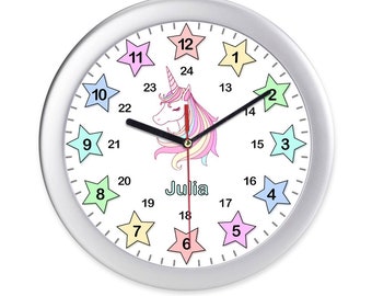 Kinderzimmer Wanduhr Delfin Kinderuhr Lernuhr Delfine 12//24 Stunden kein Ticken
