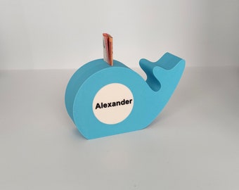 Spardose Wal Personalisierte Spardose Junge Geschenk mit Name Kinder 3D Druck