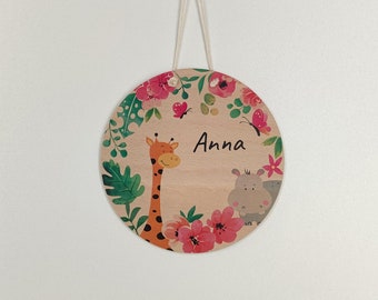 Türschild Giraffe Holz Kinderzimmer Namensschild Holzschild mit Name