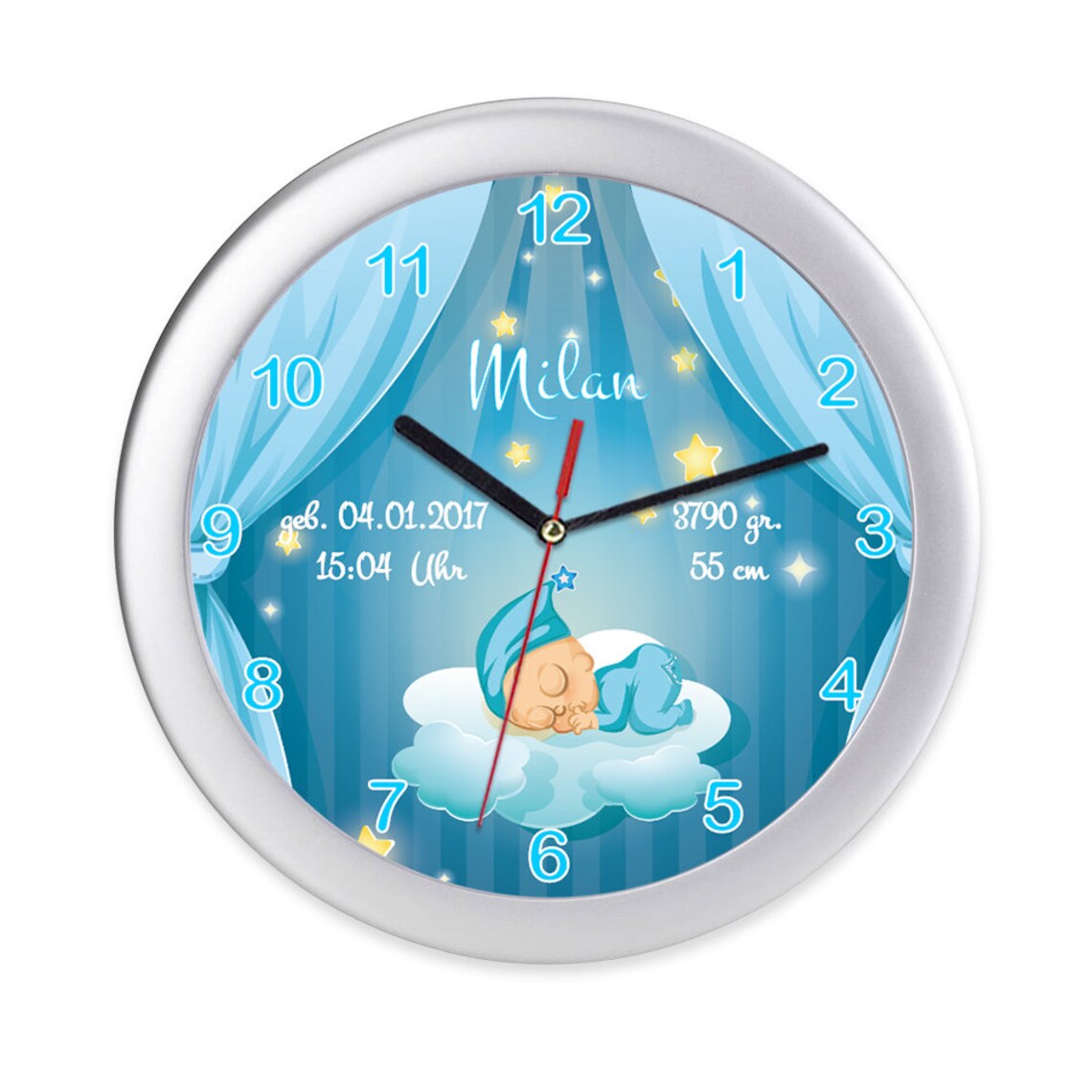 Wall Clock Birth Baptism Baby Birth Clock Birth Dates Child Etsy