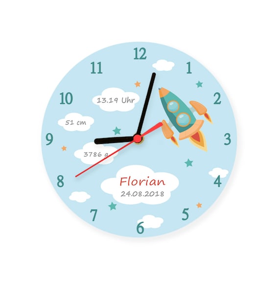 Wanduhren Kinder Wanduhr Mit Namen Geburtsdaten Geburtsuhr Baby Uhr Geschenk Geburt Taufe Uhren Schmuck Lingoana Com
