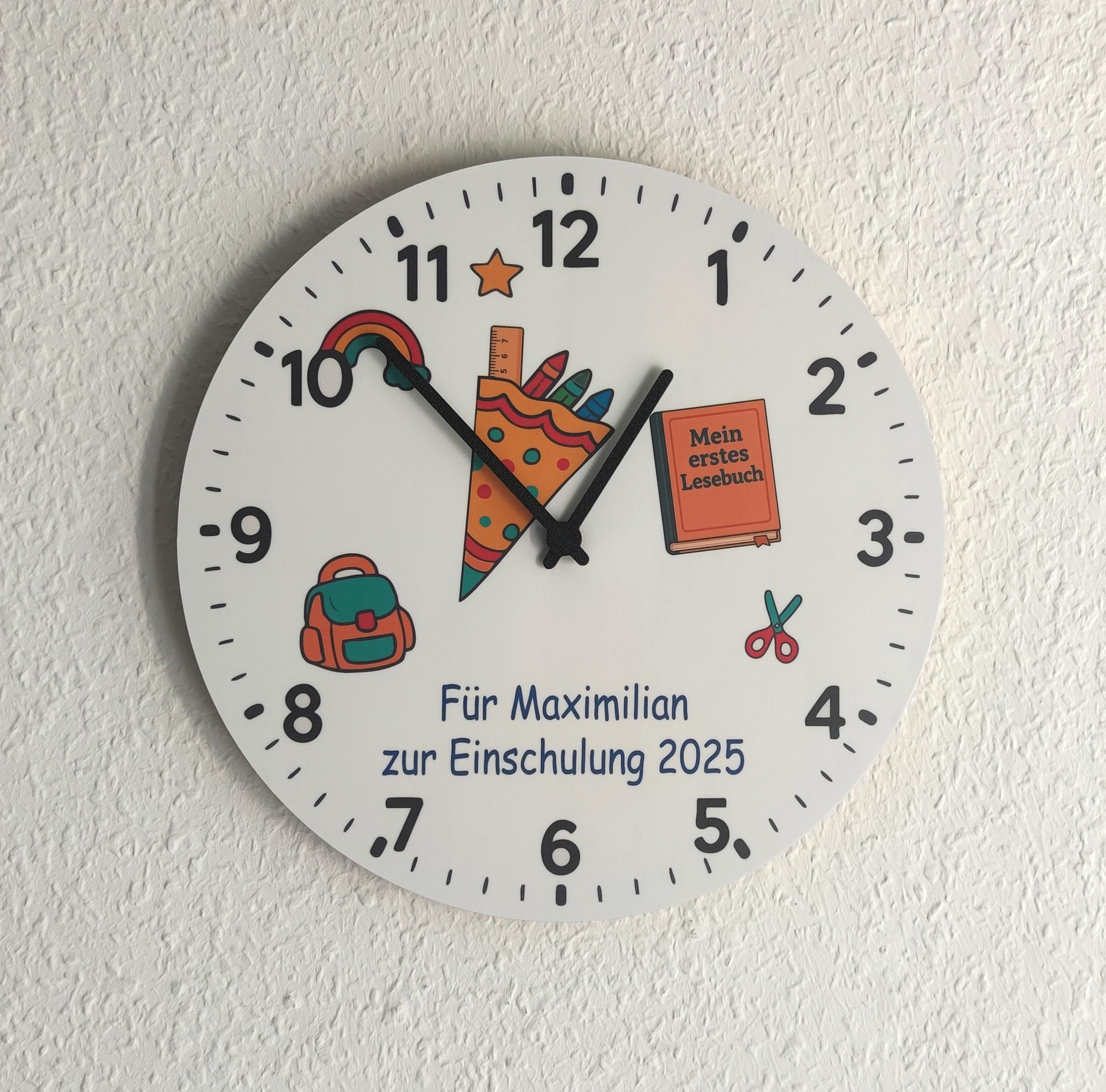 Personalisierte Kinder Wanduhr Zur Einschulung Mit Namen Bunte