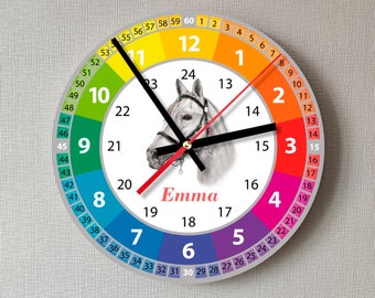 bunte Wanduhr mit einem einzigartigen Design Motiv Pferd personalisiert