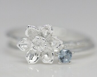 ring birth flower stone stack statement march