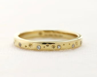 Diamond Star Posy Ring, wedding band, wedding ring set, diamond ring, posy ring, star ring