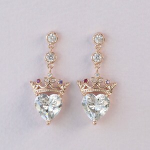 Rose gold heart dangle earrings Clearance