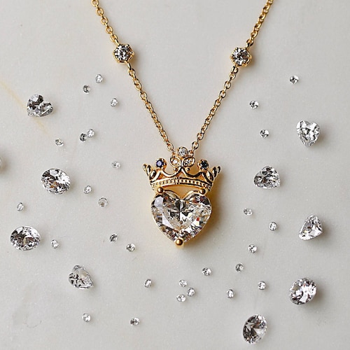 Crown Heart Necklace Queen Necklace 