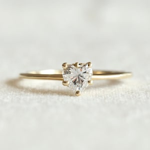 Amour ring, solitaire ring, heart ring, moissanite ring