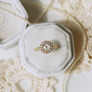 Belle Fleur Ring, engagement ring, statement ring, classic ring, vintage mood ring, pearl ring, moissanite ring, rose cut ring