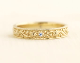June eternity band, birthstone ring, birth flower ring, statement ring, gold ring, rose ring, moonstone ring, silver ring, flower ring, band