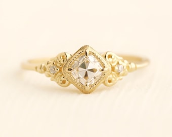 Provence ring, engagement ring, wedding ring, bridal ring, propose ring, solitaire ring, gold ring, moissanite ring, lab grown diamond ring