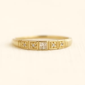 Forget me not flower band, wedding band, engagement ring, bridal ring, promise ring, lab grown diamond ring, gold ring, flower ring, band