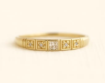 Forget me not flower band, wedding band, engagement ring, bridal ring, promise ring, lab grown diamond ring, gold ring, flower ring, band