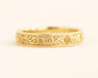 November eternity band, birthstone ring, birth flower ring, citrine ring, chrysanthemum ring, wedding band, meaningful jewelry, gold ring