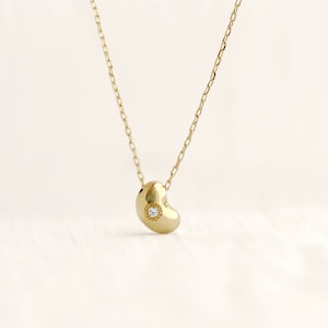 Tiny lucky bean necklace, bean necklace, pendant necklace, charm necklace, gold necklace, diamond necklace, chain necklace, meaningful gift