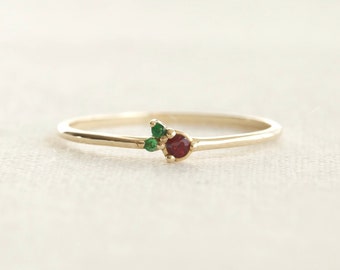 Holly ring, gem stone ring, multi stone ring, stacking ring, dainty ring, thin band, essential ring