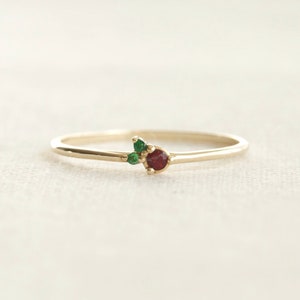 Holly ring, gem stone ring, multi stone ring, stacking ring, dainty ring, thin band, essential ring image 1