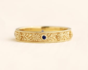 September eternity band, birthstone ring, birth flower ring, sapphire ring, statement ring, aster ring, meaningful jewelry, gold ring, gift