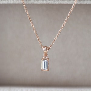 baguette cut necklace, sterling silver necklace, rosegold necklace, 14k gold necklace, diamond necklace, zirconia necklace, dainty necklace