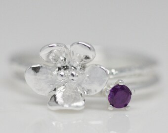 ring birth flower stone stack statement gift birthday