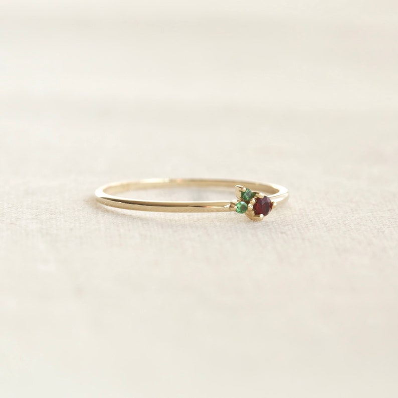 Holly ring, gem stone ring, multi stone ring, stacking ring, dainty ring, thin band, essential ring image 4