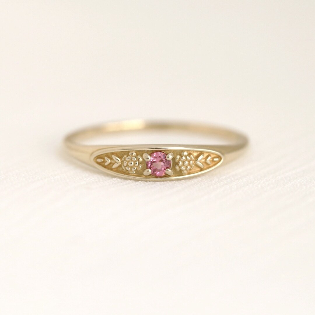 October Birth Ring, Birthstone Ring, Birthflower Ring, Statement Ring ...