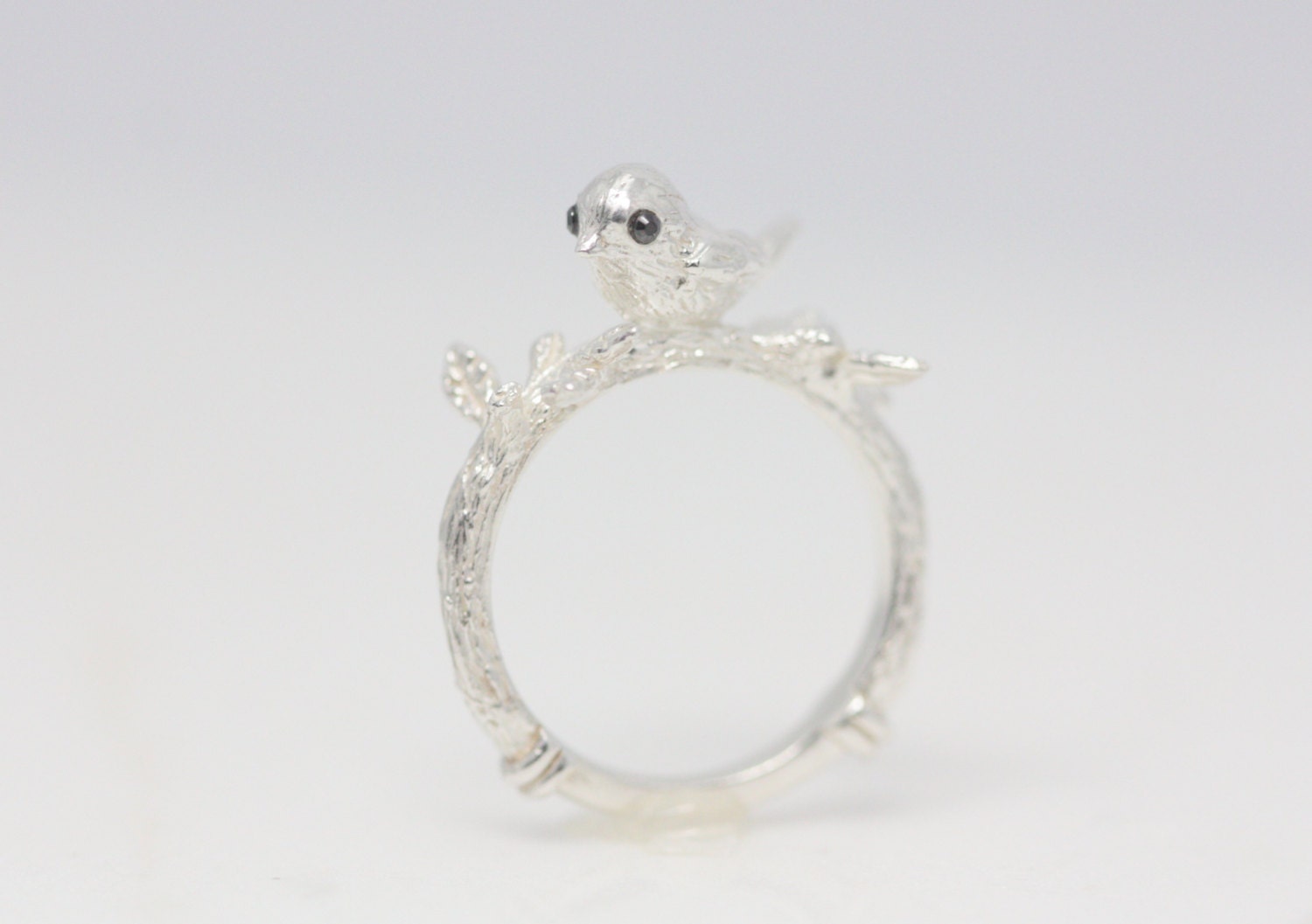 Little silver bird ring bird ring twig ring bird and tree Etsy