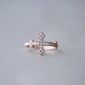 Rose gold white stone sideways cross ring, cross ring, stering silver cross ring, gold ring, gift for women, pave zirconia cross ring, ring product logo