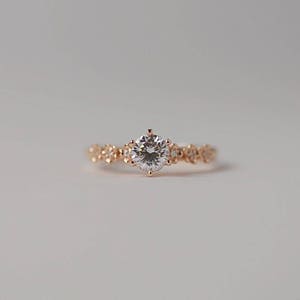 Rose gold flower solitaire ring, engagement ring, promise ring, wedding ring, bridal ring, statement ring, silver ring, gold ring, gift image 6