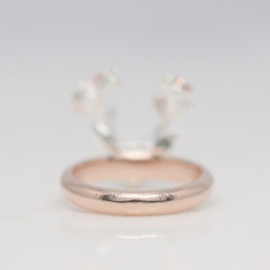 Flower deer ring, rose gold deer ring, antler ring, flower ring, animal ring, rose gold jewelry, silver ring, gift for her, bridesmaid gift image 5