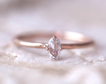 Oval cut solitaire ring, engagement ring, rosegold ring, dainty ring, daily ring, stackable ring, promise ring, jewelry, gift for her, 14k