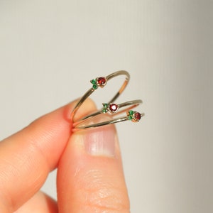 Holly ring, gem stone ring, multi stone ring, stacking ring, dainty ring, thin band, essential ring image 3