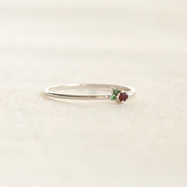 Holly ring, gem stone ring, multi stone ring, stacking ring, dainty ring, thin band, essential ring image 6