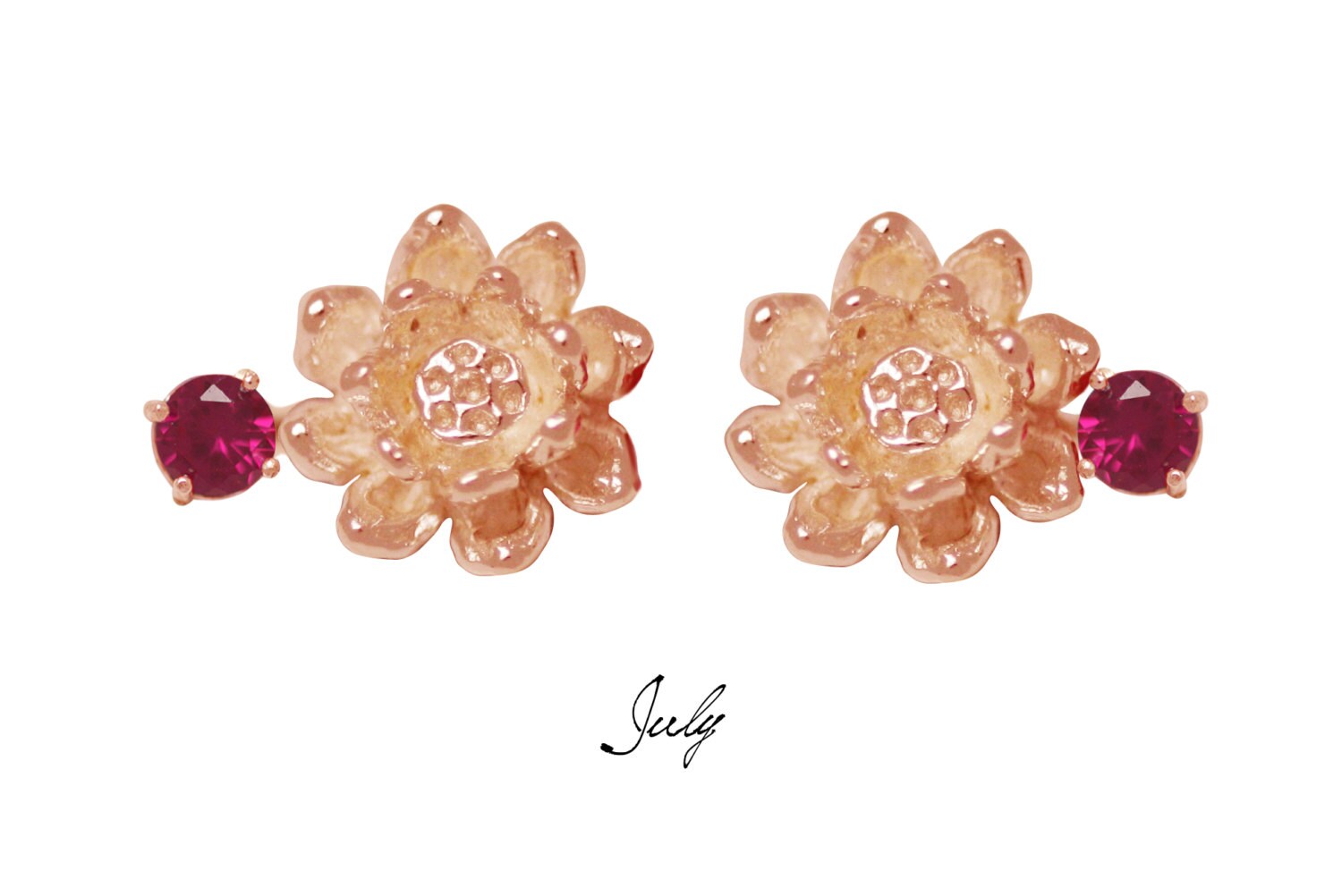 July birth flower and stone earrings birth flower earrings Etsy