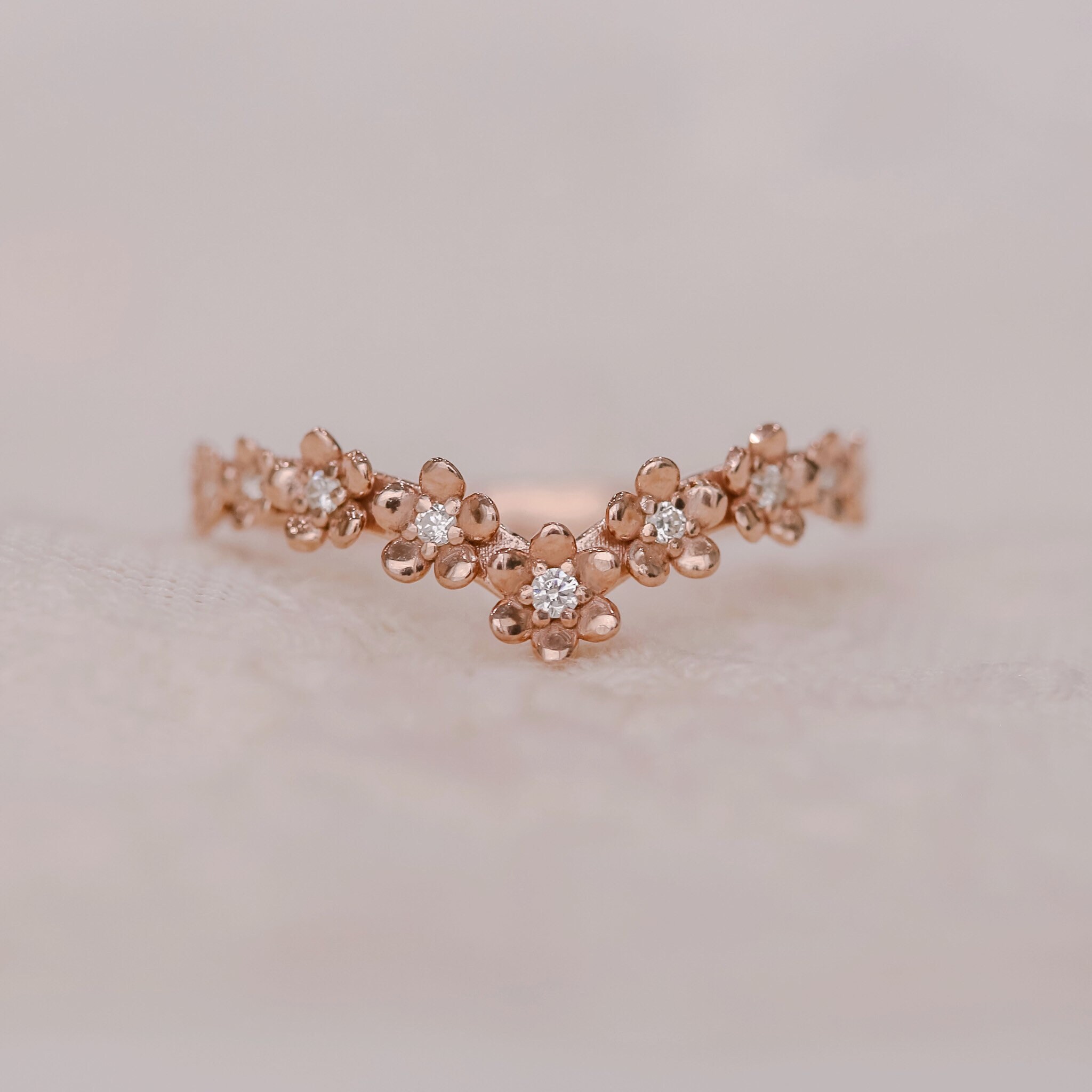 Flower curved ring stacking ring flower ring v ring v Etsy