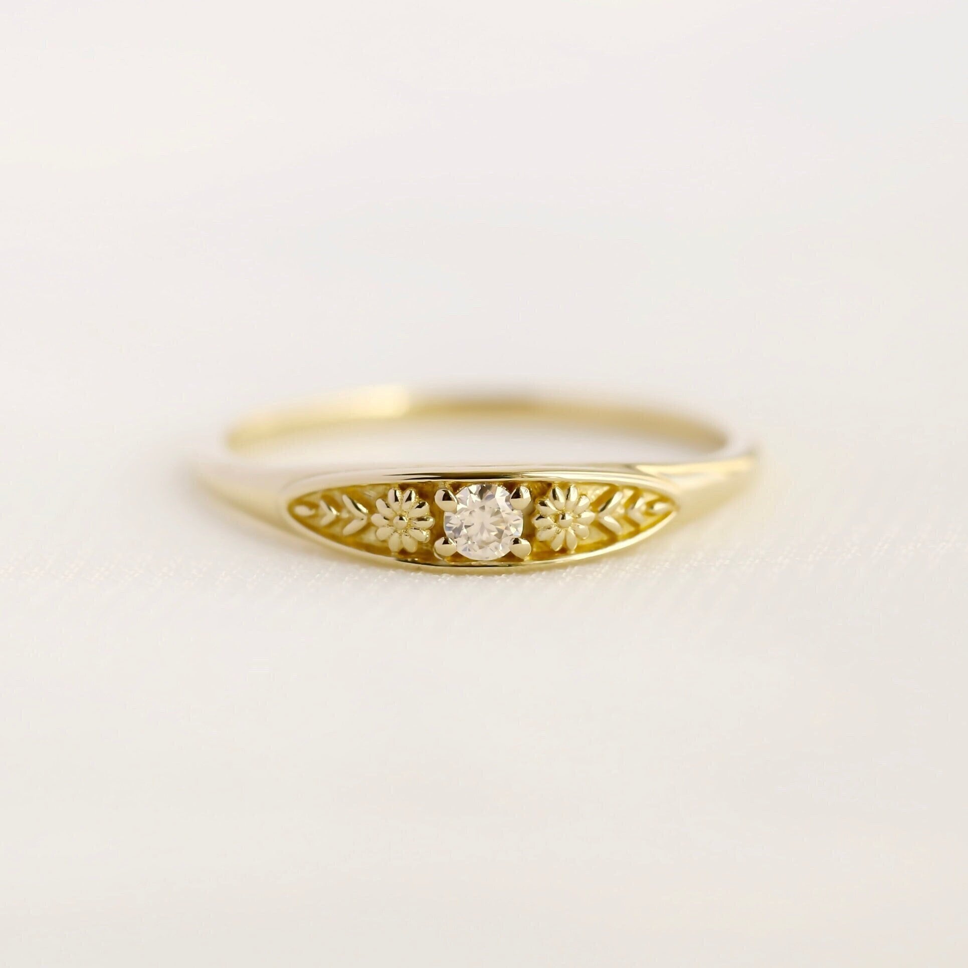 April Birth Ring, Birthstone Ring, Birthflower Ring, Diamond Ring ...