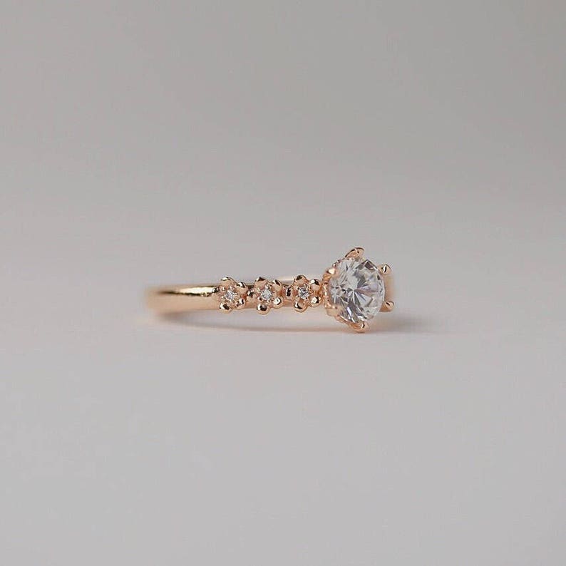 Rose gold flower solitaire ring, engagement ring, promise ring, wedding ring, bridal ring, statement ring, silver ring, gold ring, gift image 7