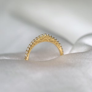 Sunrise half eternity ring, diamond ring, simple ring, stackable ring, silver ring, solid gold ring, wedding band, gift for her, sun ring image 2