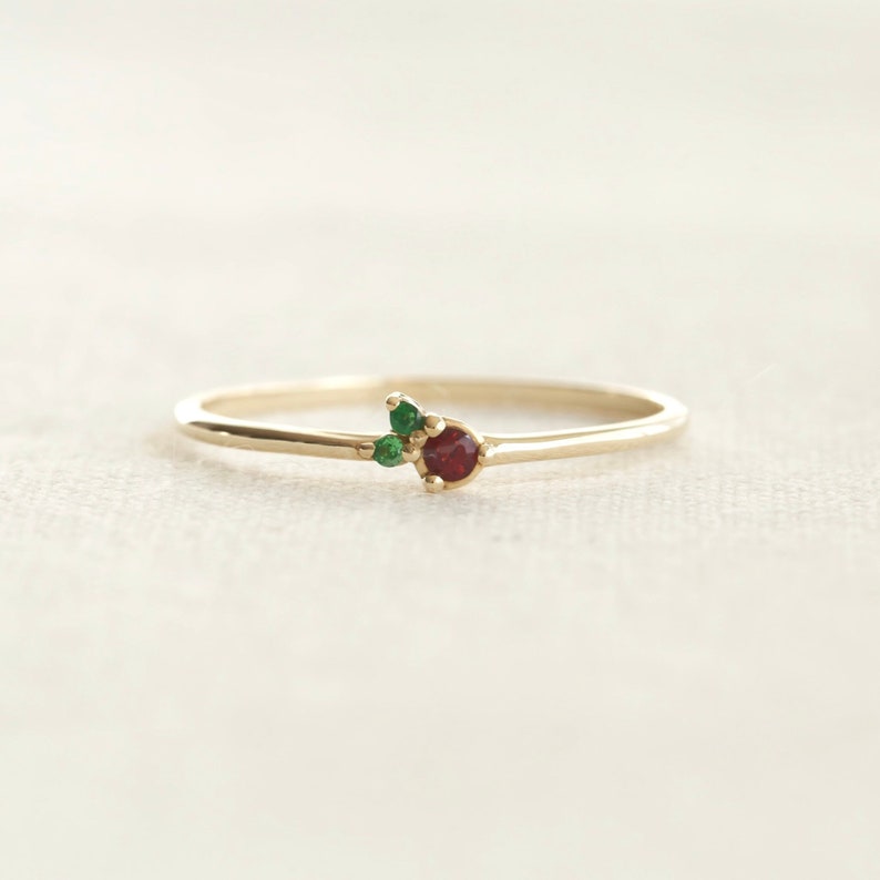 Holly ring, gem stone ring, multi stone ring, stacking ring, dainty ring, thin band, essential ring image 1