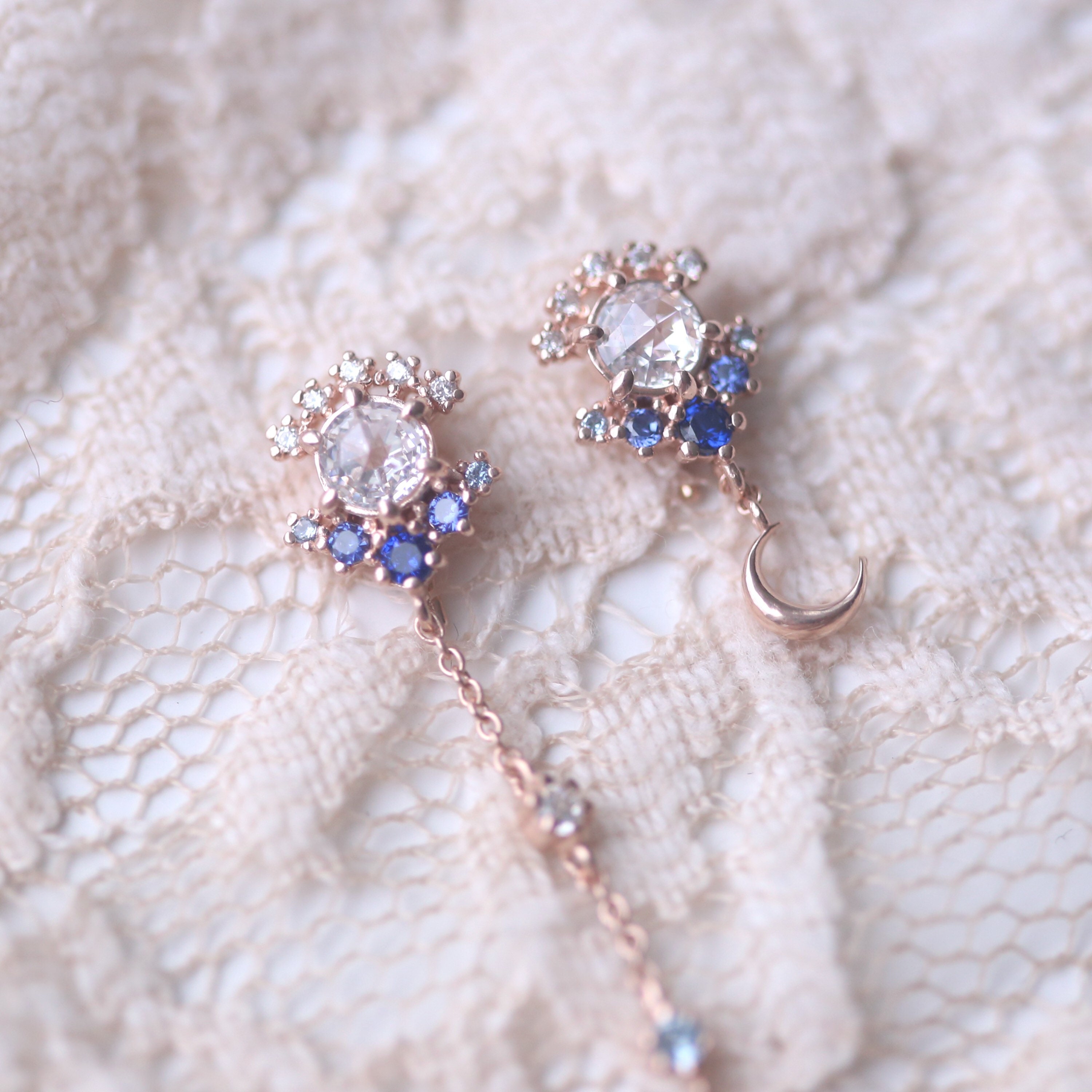 Sterling silver starry night Earrings Silver Stud dangle Etsy