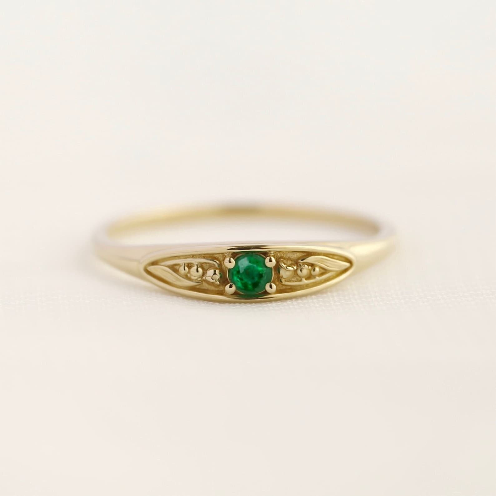 May Birth Ring, Emerald Ring, Gemstone Ring, Lily of the Valley Ring ...