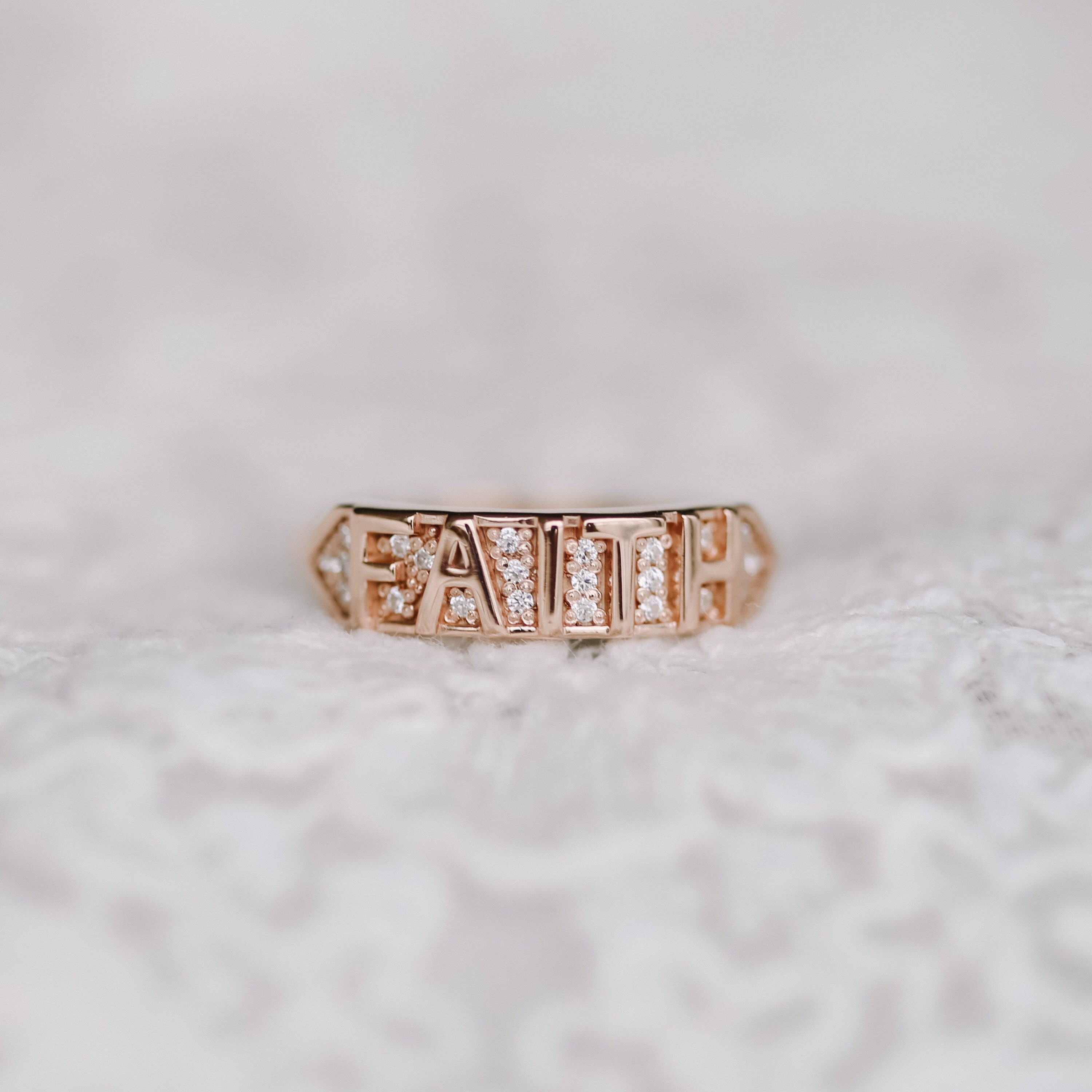 Faith Ring Diamond Ring Ringband Stackable Ring Silver Etsy UK