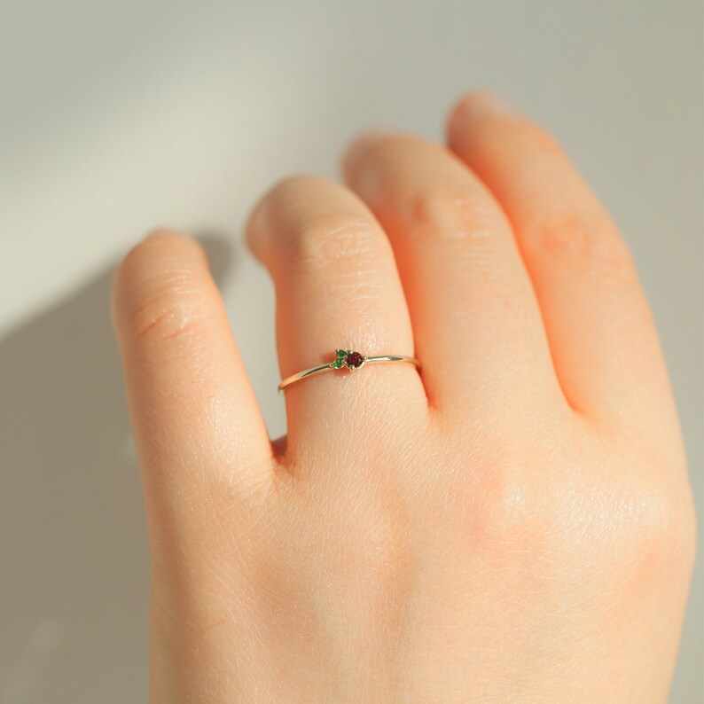 Holly ring, gem stone ring, multi stone ring, stacking ring, dainty ring, thin band, essential ring image 2