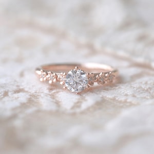 Rose gold flower solitaire ring, engagement ring, promise ring, wedding ring, bridal ring, statement ring, silver ring, gold ring, gift image 2