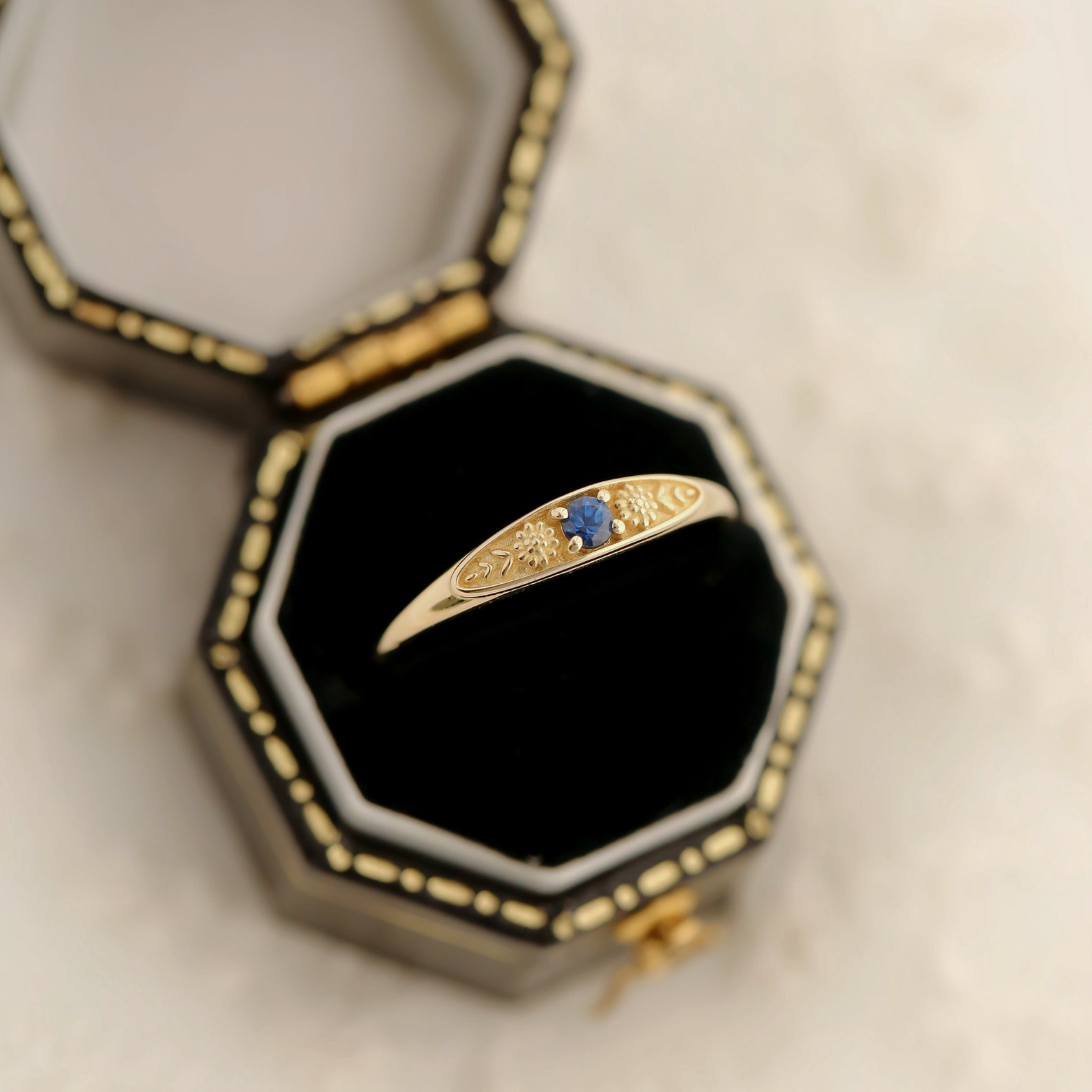 September Birth Ring, Birthstone Ring, Birthflower Ring, Gemstone Ring ...
