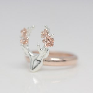 Flower deer ring, rose gold deer ring, antler ring, flower ring, animal ring, rose gold jewelry, silver ring, gift for her, bridesmaid gift image 4
