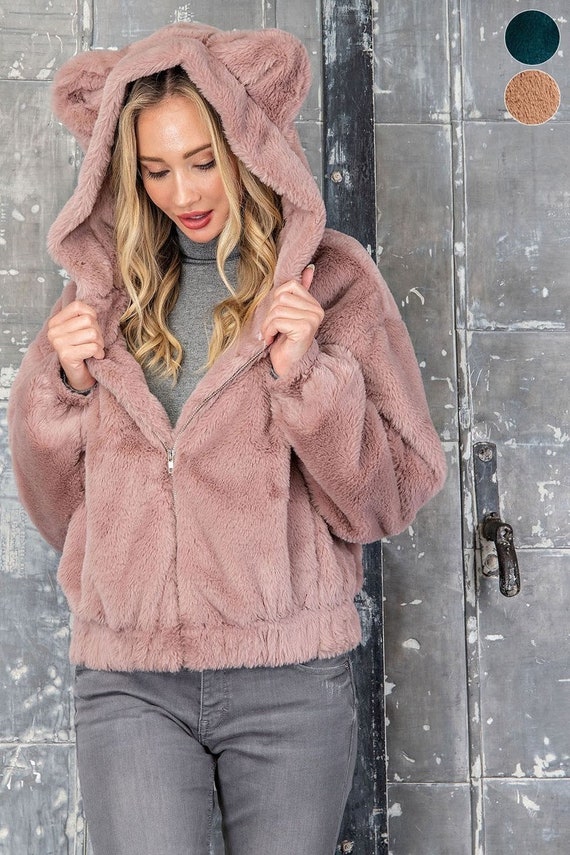 teddy bear jacket with hood and ears