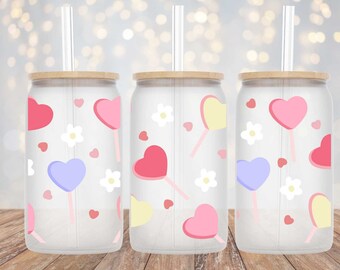 Pastel Heart Lollipop - 16oz Cup Wrap