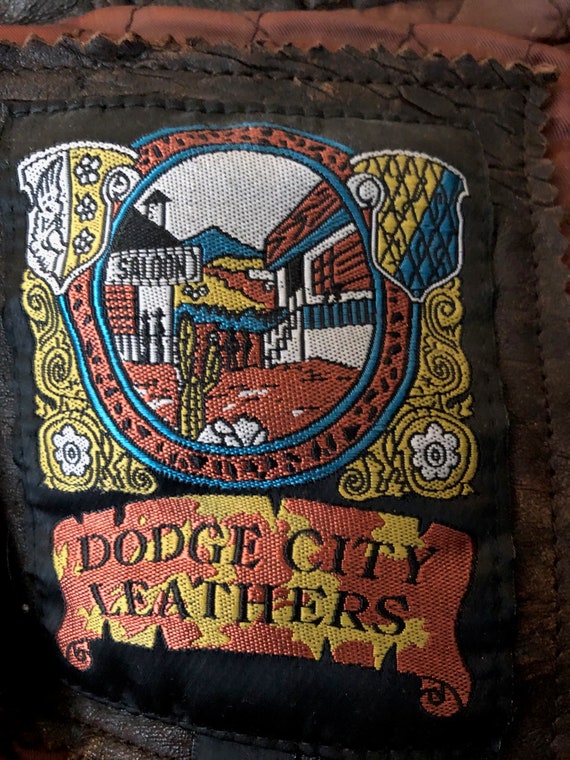 Rare Vintage 1990s Mens 'Dodge City' HEAVY LEATHE… - image 2