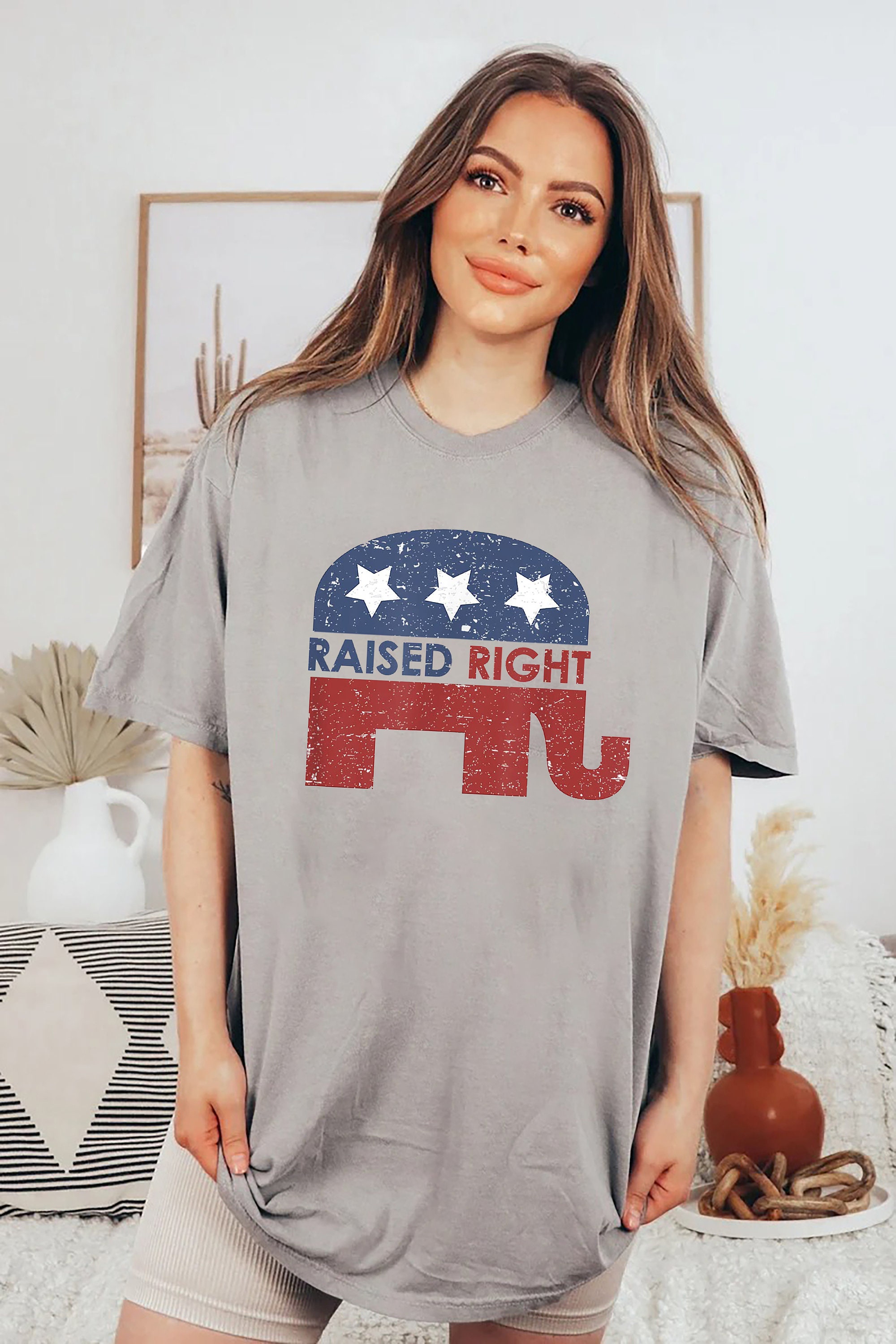 Discover Raised Right Republican Elephant Pro America Conservative Sweatshirt Republican Gifts for Conservative Woman Men Republican Sweatshirt